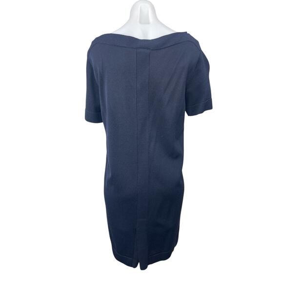 COS Women's Navy Blue Boat Neck Short Sleeve Knit Mini Shift Dress Size XS - Picture 2 of 4